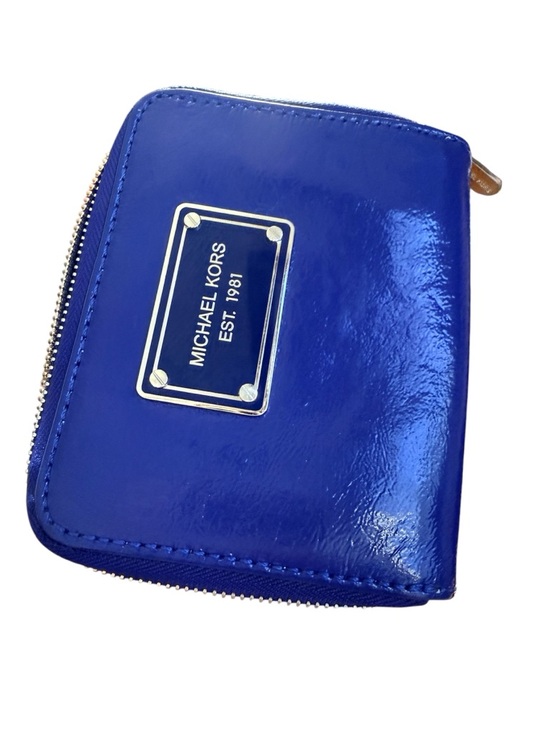 Michael Kors Handbags - Michael Michael Kors Blue Metallic Silver Bi-Fold Wallet (W9)
